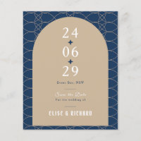 BUDGET Blue Classic Retro Enregistrer la date Invi