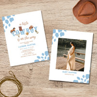 Budget Blue Cowboy Boy Baby shower Invitation