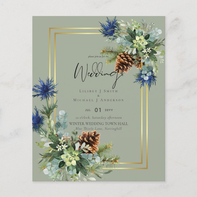 Prospectus 11,4 Cm X 14,2 Cm BUDGET Blue Thistle Eucalyptus Mariage Wonderland (Devant)