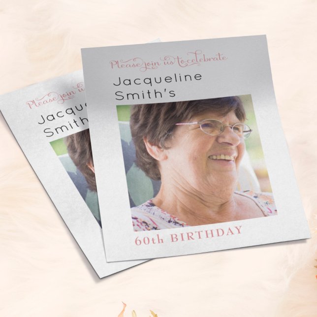 Prospectus 11,4 Cm X 14,2 Cm Budget Blush Pink Photo Invitation Anniversaire (Créateur téléchargé)