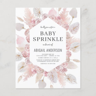 Prospectus 11,4 Cm X 14,2 Cm Budget Boho Baby Sprinkt Blush Pink Invitation