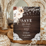Prospectus 11,4 Cm X 14,2 Cm Budget Boho Fleurs Neutres Mariage Enregistrer La<br><div class="desc">Budget Boho mariage chic enregistrer la date flyer dispose de fleurs neutres avec l'herbe pampa et des lumières à cordes sur le bois.</div>