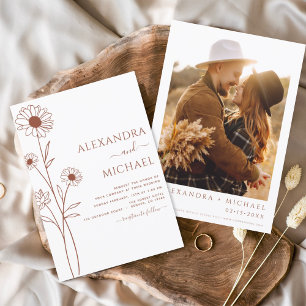 Prospectus 11,4 Cm X 14,2 Cm Budget Boho Moderne Floral Mariages Invitations