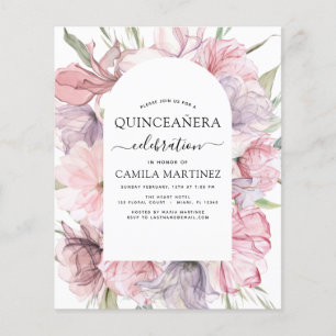 Prospectus 11,4 Cm X 14,2 Cm Budget Boho Purple Quinceañera Dusty rose Floral