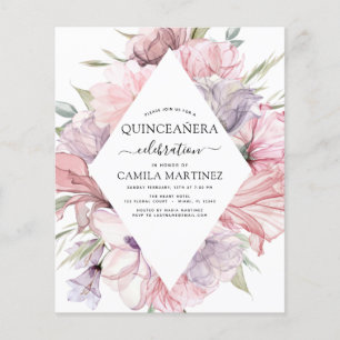 Prospectus 11,4 Cm X 14,2 Cm Budget Boho Purple Quinceañera Dusty rose Floral
