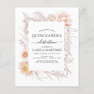 Prospectus 11,4 Cm X 14,2 Cm Budget Boho Quinceañera Dusty rose 15e anniversair