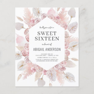 Prospectus 11,4 Cm X 14,2 Cm Budget Boho Sweet sixteen Invitation moderne