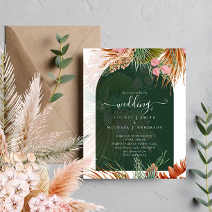 Prospectus 11,4 Cm X 14,2 Cm Budget Boho Tropical Pampas Green Wedding Invite