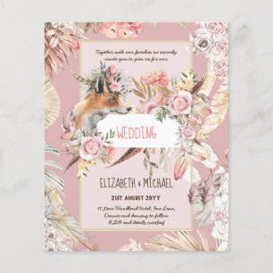 Prospectus 11,4 Cm X 14,2 Cm BUDGET Boho Woodland FOX Floral Mariage Moderne