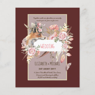 Prospectus 11,4 Cm X 14,2 Cm BUDGET Boho Woodland FOX Floral Mariage Moderne