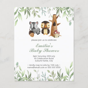 Prospectus 11,4 Cm X 14,2 Cm Budget Bois Animaux Baby shower de verdure