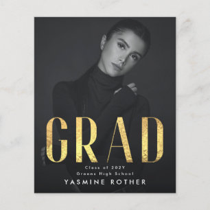 Prospectus 11,4 Cm X 14,2 Cm Budget Bold Gold Foil GRAD Faire-part photo