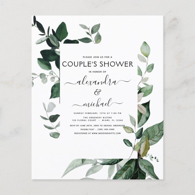 Prospectus 11,4 Cm X 14,2 Cm Budget Botanique Verdure Foliage Couple's Shower (Devant)