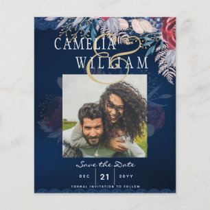 Prospectus 11,4 Cm X 14,2 Cm Budget Bourgogne Bleu Floral Dentelle Mariage ENRE