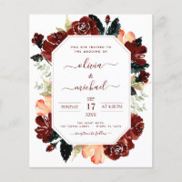 Budget Bourgogne Bleu Nuit Floral Mariage Élégant