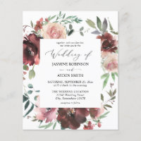 Budget Bourgogne & Dusty rose Floral 5 Mariage