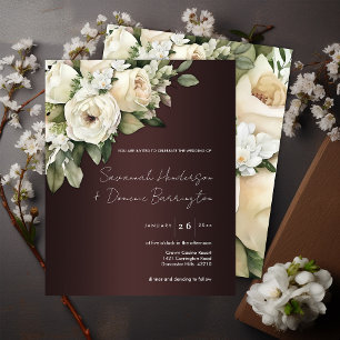 Prospectus 11,4 Cm X 14,2 Cm Budget Bourgogne et Rose Bouquet Boho Mariage
