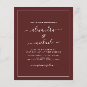 Prospectus 11,4 Cm X 14,2 Cm Budget Bourgogne Mariage Moderne Typographie Circu