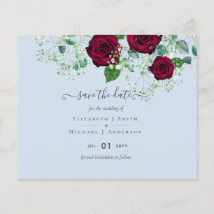 Prospectus 11,4 Cm X 14,2 Cm BUDGET Bourgogne Rose Eucalyptus Mariage