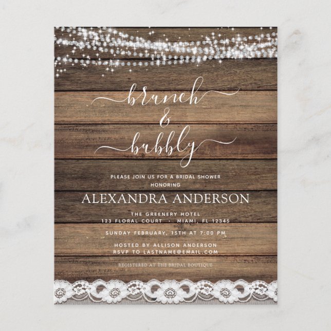 Prospectus 11,4 Cm X 14,2 Cm Budget Brunch & Bubbly Rustic Farmhouse (Devant)