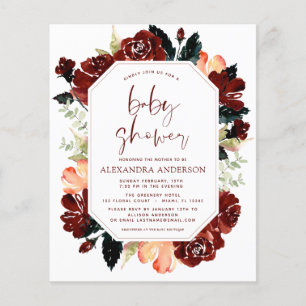 Prospectus 11,4 Cm X 14,2 Cm Budget Burgundy Marine Baby shower bleu Floral