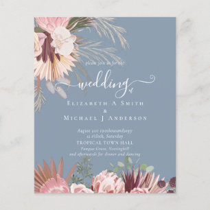 Prospectus 11,4 Cm X 14,2 Cm BUDGET Burgundy Wine Pampas Grass Tropical Wedding