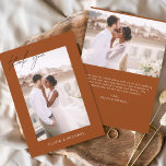 Prospectus 11,4 Cm X 14,2 Cm Budget Burnt Orange Mariage Photo Merci Cartes<br><div class="desc">Budget Burnt Orange Mariage Merci Cartes qui ont une photo à l'avant et à l'arrière. Les cartes de remerciement contiennent une typographie de script moderne,  lettrée à la main,  qui sont élégantes,  simples et modernes à utiliser après que vous minimaliste simple célébration de mariage.</div>