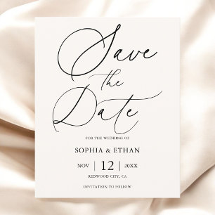 Prospectus 11,4 Cm X 14,2 Cm Budget Calligraphie Mariage Beige Enregistrer La D