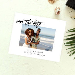 Prospectus 11,4 Cm X 14,2 Cm Budget Calligraphie Uno Photo Enregistrer la date