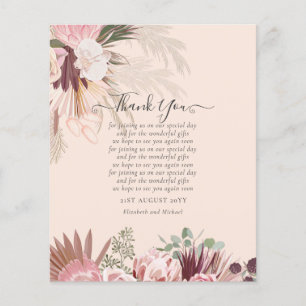 Prospectus 11,4 Cm X 14,2 Cm BUDGET Carte de remerciements photo Pampas Mariage
