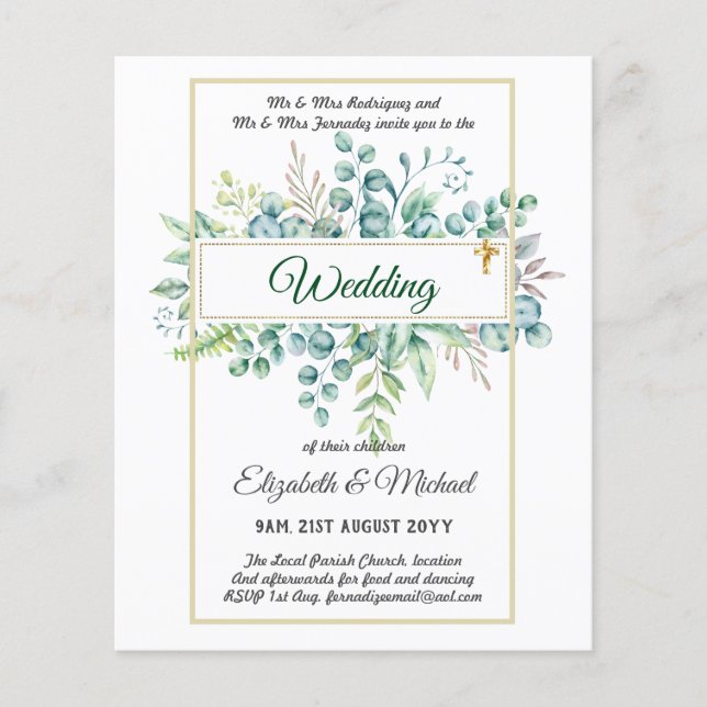 Prospectus 11,4 Cm X 14,2 Cm Budget CATHOLIQUE MARIAGE chrétien INVITATIONS ver (Devant)