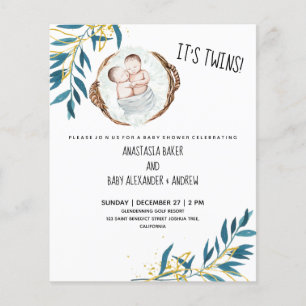 Prospectus 11,4 Cm X 14,2 Cm Budget Ce sont des jumeaux ! Invitation baby showe