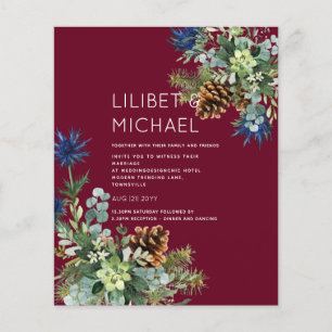 Prospectus 11,4 Cm X 14,2 Cm BUDGET  Chardon Bleu d'Hiver Mariage