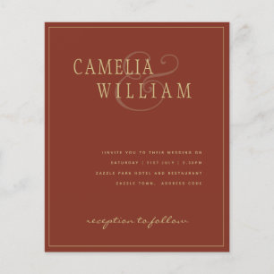 Prospectus 11,4 Cm X 14,2 Cm BUDGET Classic Terracotta Gold Wedding Inviter Fly