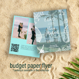 Prospectus 11,4 Cm X 14,2 Cm Budget CODE QR 3 photo mariage plage d'été