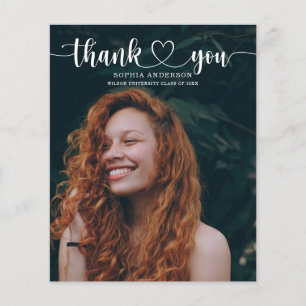 Prospectus 11,4 Cm X 14,2 Cm Budget Coeur Script Graduation Merci Cartes