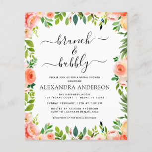 Prospectus 11,4 Cm X 14,2 Cm Budget Coral Peach Brunch & Bubbly Fête des mariée