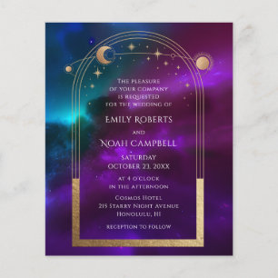 Prospectus 11,4 Cm X 14,2 Cm Budget Cosmique Purple Turquoise Gold Sun Moon Mar