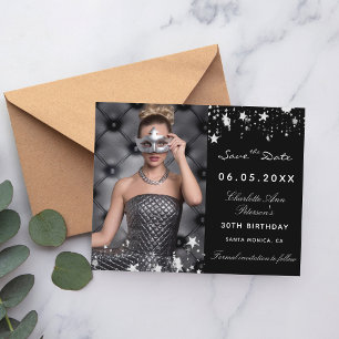 Prospectus 11,4 Cm X 14,2 Cm Budget d'anniversaire de la photo en argent noir E
