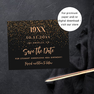 Prospectus 11,4 Cm X 14,2 Cm Budget d'anniversaire des confettis d'or noir enre