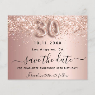 Prospectus 11,4 Cm X 14,2 Cm Budget de la parties scintillant rose de 30e anniv