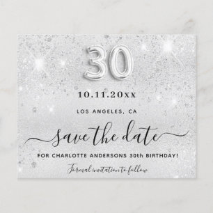 Prospectus 11,4 Cm X 14,2 Cm budget de parties scintillant argent de 30e annive