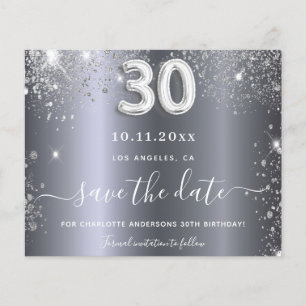 Prospectus 11,4 Cm X 14,2 Cm budget de parties scintillant argent de 30e annive