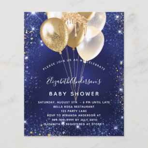 Prospectus 11,4 Cm X 14,2 Cm budget des ballons d'or bleu marine baby shower