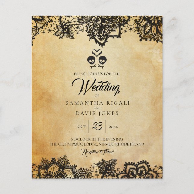 Prospectus 11,4 Cm X 14,2 Cm Budget des invitations de mariage d'Halloween (Devant)