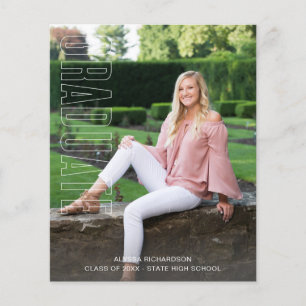 Prospectus 11,4 Cm X 14,2 Cm Budget Deux Photo Fun Type Gradauate Faire-part