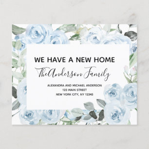 Prospectus 11,4 Cm X 14,2 Cm Budget Dusty Blue Floral Moving Faire-part