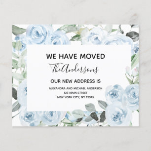 Prospectus 11,4 Cm X 14,2 Cm Budget Dusty Blue Floral Moving Faire-part