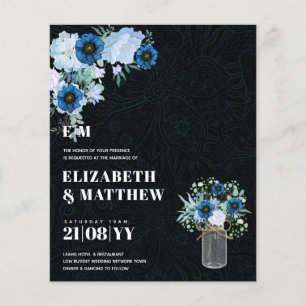 Prospectus 11,4 Cm X 14,2 Cm Budget Dusty Blue Flowers Mason Jar Mariage Invita