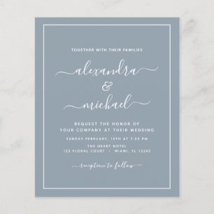 Prospectus 11,4 Cm X 14,2 Cm Budget Dusty Blue Mariage avec invitation photo Fl